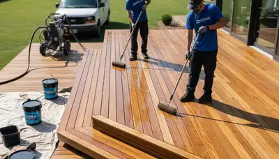 Deck sealing service in Loveland, CO to protect wood from sun, freezing temps, and weather damage