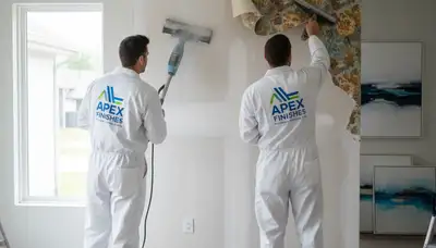 Loveland, CO painters removing wallpaper and prepping walls for painting