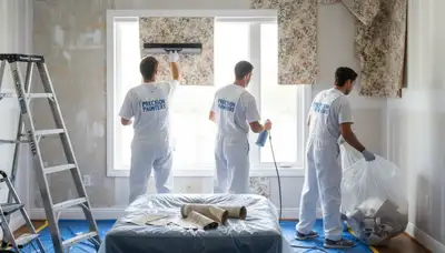 Loveland, CO painters removing wallpaper and prepping walls for painting